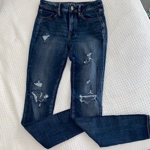 American Eagle, size 6 x-long, color: dark wash denim